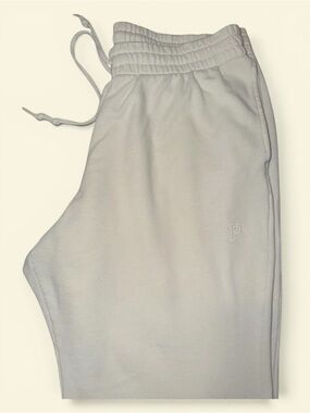 PINK Victoria’s Secret Cream Fleece Wide Leg Lounge Pants